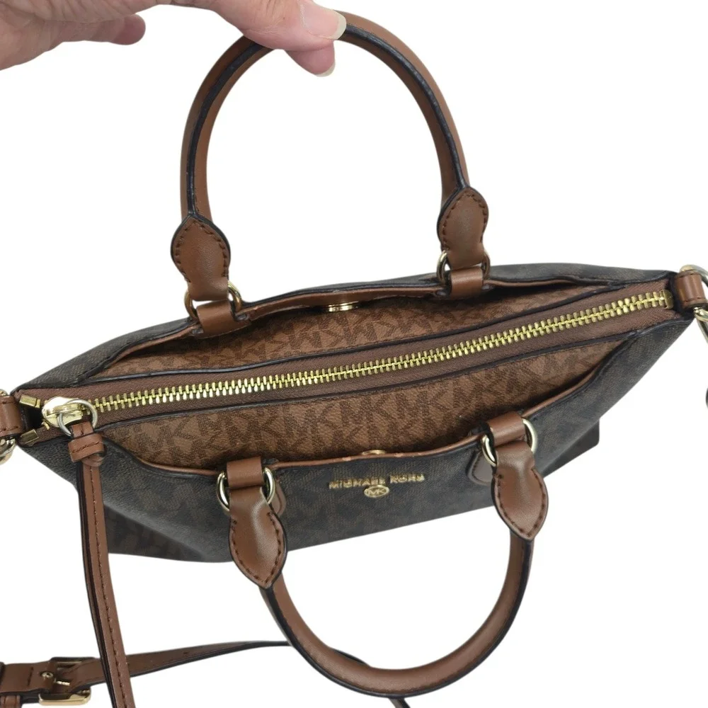 Michael Kors Austen Small Satchel Crossbody Bag 38F1CBAS1B Brown Luggage NICE